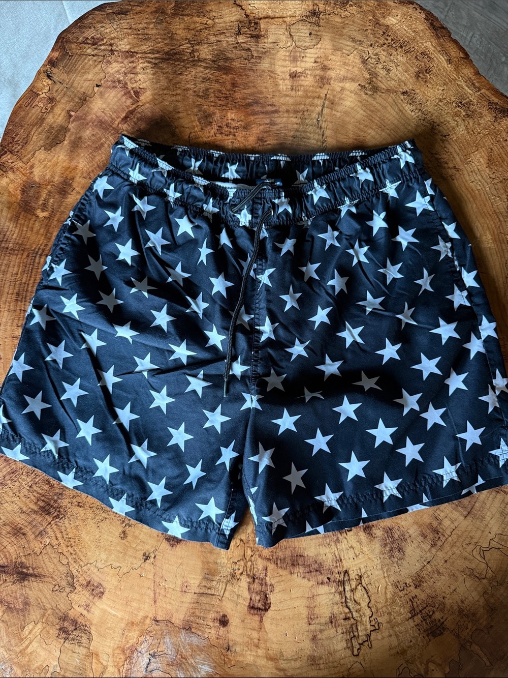 George Black Swim Shorts with White Star Print